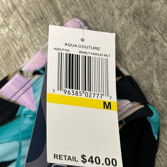 Aqua Couture Medium Swim Bikini Bottom Hipster Flowers Tropical Swimwear NWT - Picture 6 of 9